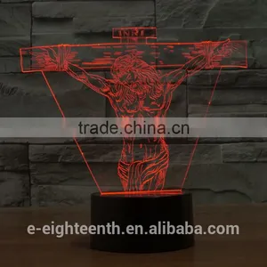 Cutomization Gradual Color Changing Jesus Style Visual Illusion Light Touch Panel 3D Led Night Lights Decoration Lamp thumbnail-1