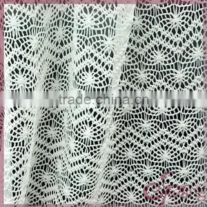 Elegant White Waved Crochet Knitting Fabric, Fashion Crocheted Lace thumbnail-3