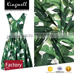 Custom 2017 Wholesale Green Banana Leaves Digital Printed Natural 100% Cotton Fabric for Dress thumbnail-1