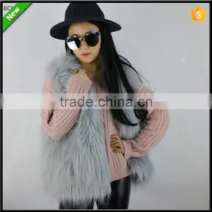 Top Quality Luxury Hot Sale Lady Waistcoat Silver Faux Fox Fur Vest thumbnail-5