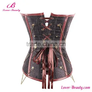 Cheap Brown Buckle up Women Steampunk Witch Corset thumbnail-3