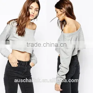 Lady off Shoulder Grey Fashion Weet Jogging Slouchy Sweat thumbnail-5