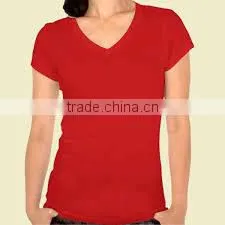 100% Cotton 220gsm, Women's T-shirt , V-neck thumbnail-3