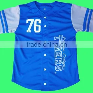 Top Quality 100% Polyester Baseball Jersey Royal Blue & Gray Color thumbnail-1