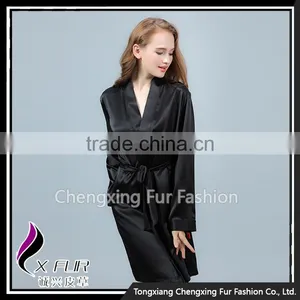 CXLLSP04 Black Sexy Silk Night Robe Homewear Sleepwear thumbnail-4