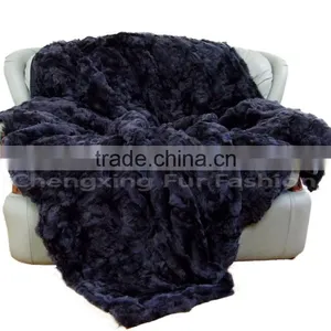 CX-D-03A Hotel Rugs Patchwork Real Rabbit Fur Animal Fur Bedding Set Fur Rug thumbnail-4