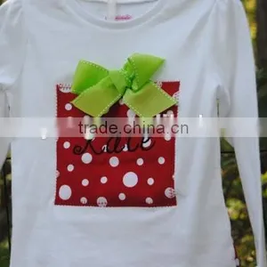 Christmas Polka Dot Present Outfit With Monogram Shirt and Ruffle Pants thumbnail-2
