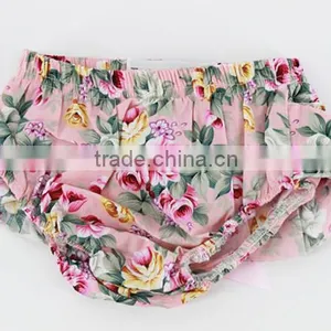 Wholesale Ruffle Diaper Covers Baby Cotton Bloomers Pink Ruffle Print Floral Bloomers thumbnail-2