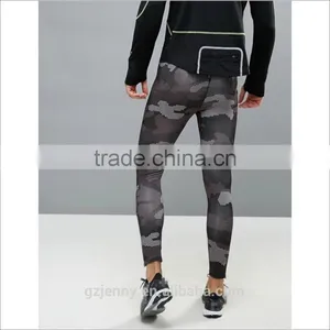Factory Price Wholesale Men SPORT Running Tights In Black Camo thumbnail-3