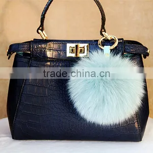 Myfur Big Size Yellow Real Fox Body Fur Pom Poms Bag Charm Key Ring Wholesale thumbnail-6