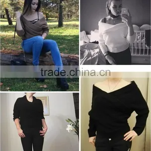 V Neck Sweater Women Spring Autumn Loose Long Batwing Sleeve Sweater Tops Fashion Pullovers Thin Sweaters Jumper 2017 thumbnail-6