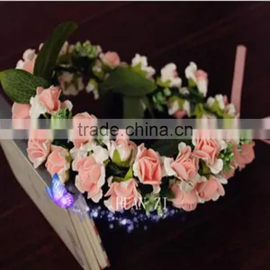 Rose Flower Headband Wedding Double Row Floral Garland Hairband thumbnail-3