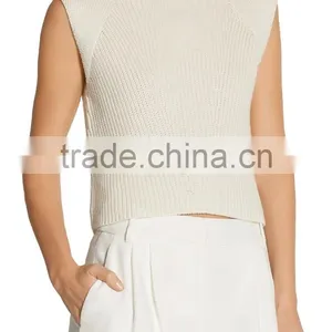 2017 New Display Ivory Cashmere Cotton and Silk Blend Slips On Knitted Top thumbnail-2