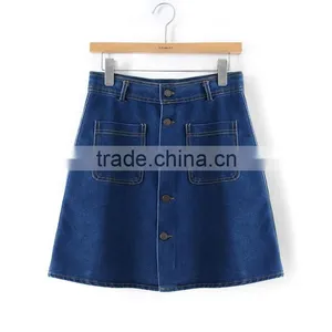 2016 Latest Fashion OEM Women Demin Jeans Skirt for Ladies Wholesale thumbnail-1