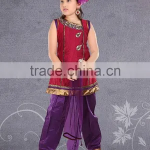 Red Color With Zari at Neck and Border at Bottom Salwar Kameez Sizzling Girls Ready Made thumbnail-1