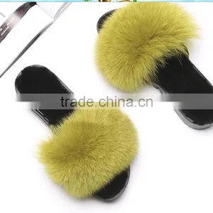 Fashionable 2017 Customized Size 100% Fox Fur Slippers for Ladies thumbnail-4