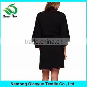 Black Short Women's Modal Robe Bride Bath Robe Wholesale thumbnail-2