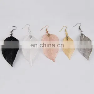 Fashion Real Natural Leaf 24K Gold Leaf Earring thumbnail-3