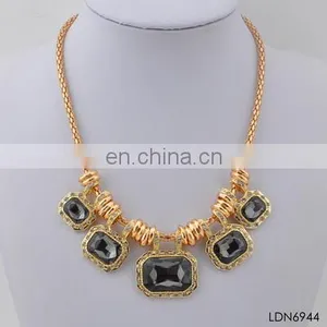 Glass Ruby Crystal and Gold Palting Imitation Fashion Factory Wholesale Necklace Jewelry thumbnail-1