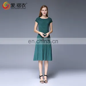 2016 Korea Style Round-Neck Chiffon Dress Wholesales PLeated Dress thumbnail-4