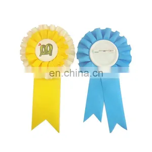 Custom Handmade Satin Rosette Award Ribbon With Safety Pin thumbnail-2