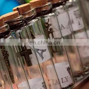 Antique Metal Pendant Charms Wishing Bottle Cork Creative Mini Glass Bottle With Charms thumbnail-2