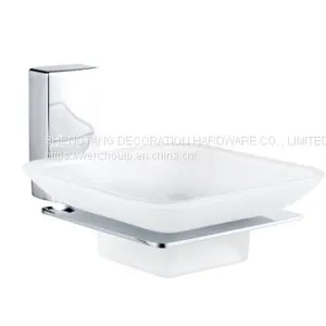 Wall Mounted Base Single Clear Frosted Glass Soap Box Dishes thumbnail-1