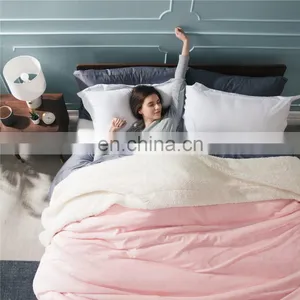 Warm Lightweight Bedding Family Double Sided Sherpa Blanket For Sale thumbnail-2