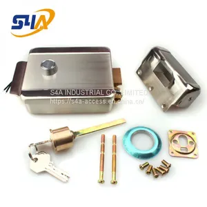 Nickel Plating Access Control Mechanical Combination Electric Rim Door Lock With Double Cylinder thumbnail-1