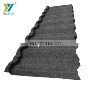 Dark Gray Nosen Design Stone Coated Steel Roof Tile 0.3mm 0.35mm 0.4mm 0.5mm Dark Grey Color Metal Roofing Sheet thumbnail-5
