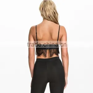 C67747A Europe Fashion Sexy Deep Black V-neck Lace Bralette for Young Lady thumbnail-3