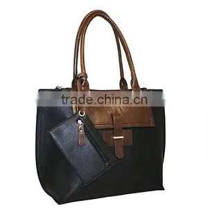 Vibrantly Mixed Color Leather Lady Hand Bag Tote Bag Handbag With Detachable Zipper Pouch thumbnail-2