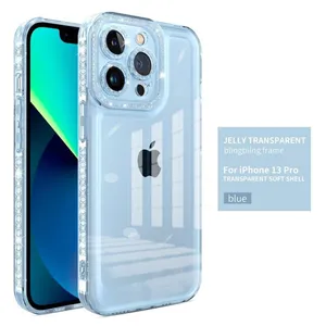 Clear Tpu Soft Plating Luxury Blank Mobile Phone Bags Cases For Sublimation For Apple 12/13/14 Straight Edge Flash Drill X/7/8P thumbnail-1