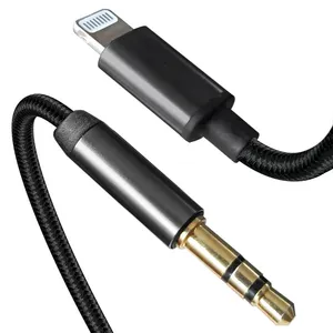 Nylon Braided MFi Lightning to 3.5mm Headphone Jack Male Adapter Car Aux Audio Cable for IPhone 12/13 Pro Max thumbnail-2