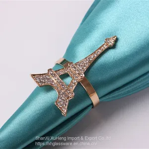 Creative Rose Gold Alloy Eiffel Tower Crystal Rhinestone Napkin Ring thumbnail-4