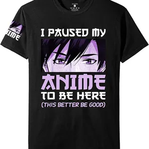 I Paused My Anime to Be Here Manga Otaku Anime T Shirt Design Your Own Logo thumbnail-1