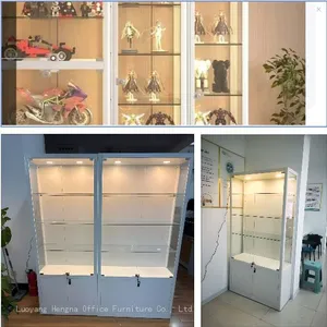 Tall Glass Display Cabinet With Adjustable Shelves for Collectibles, Art Pieces, and Retail Products thumbnail-1