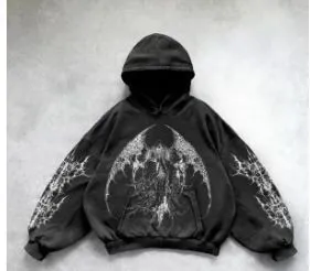 New Retro Oversized Black Winter Embroidered Hoodie Solid Loose Pullover Sweatshirt 100% Cotton Streetwear for Men and Women thumbnail-3
