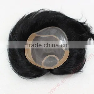 Natural Looking 100% Human Hair Mesh Men's Toupee thumbnail-2