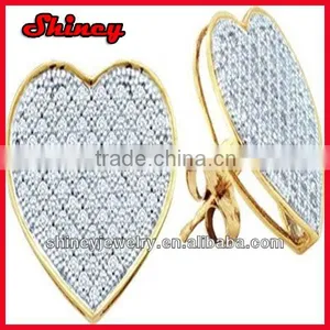 Micro Paved Gold Plating With Wihte cz Big Zircon Heart Earring thumbnail-1
