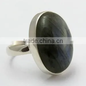 925 Sterling Silver Bezel Setting Labradorite Ring, Wholesale Silver Jewelry, Indian Silver Jewelry thumbnail-1
