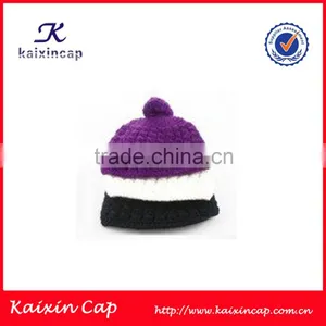 Customized Winter Different Color Cartoon Knitted Beanie Hat With Ball thumbnail-1