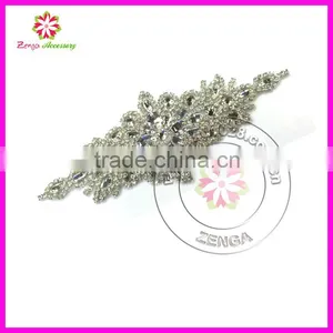 To Sew Wedding Dress Diamond Rhinestone Appliques, Embellished Beaded Applique Wholesale thumbnail-3