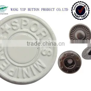 20mm White Engraved Customer Logo Snap Button for Man Clothing thumbnail-1