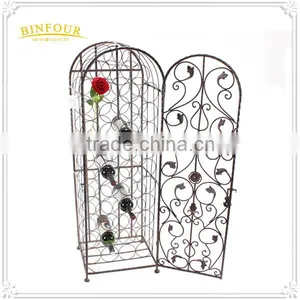 Modern Floor Standing 2 Tiers Metal Wine Display Cabinet thumbnail-1