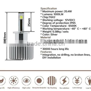 Mini Build-in-fan LED Headlight High Power HID Xenon 100W Xenon Digital HID Kit H1 H3 H7 9005 HB3 9006 thumbnail-1