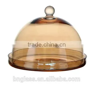 Amber Crystal Cake Dome With Base thumbnail-1