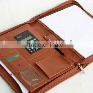 A4 Multifunction Calculator Leather Organizer Notebook With Zipper thumbnail-1