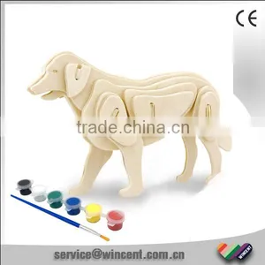 Kids Educational Toys DIY Drawing Dog 3D Plywood Jigsaw Puzzle thumbnail-1