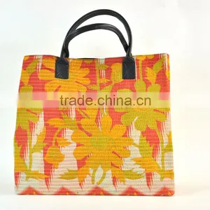 Wholesale Lots Of Vintage Kantha Leather Handle Shopping Bags Handbags~Sourced From Factory in India thumbnail-1